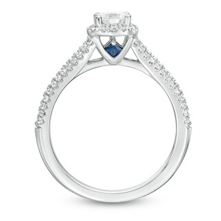 Previously Owned Vera Wang Love Collection 0.70 CT. T.W. Diamond Frame Split Shank Engagement Ring in 14K White Gold