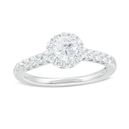 Previously Owned 1.00 CT. T.W. Diamond Frame Engagement Ring in 14K White Gold (I/I1)