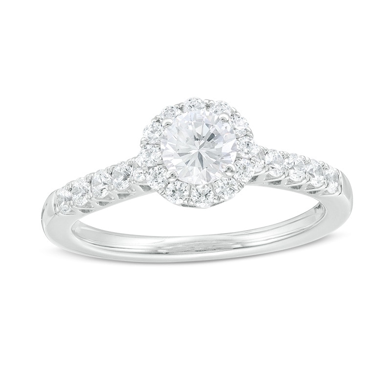 Main Image 1 of Previously Owned 1.00 CT. T.W. Diamond Frame Engagement Ring in 14K White Gold (I/I1)