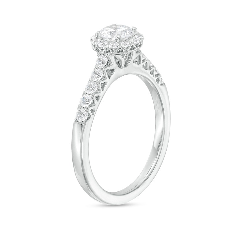 Previously Owned 1.00 CT. T.W. Diamond Frame Engagement Ring in 14K White Gold (I/I1)