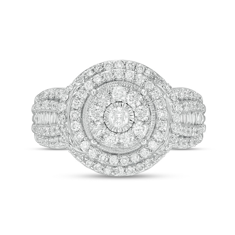 Previously Owned - 1.00 CT. T.W. Diamond Double Frame Vintage-Style Collar Engagement Ring in 10K White Gold|Peoples Jewellers