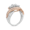 Previously Owned - 1.00 CT. T.W. Diamond Past Present Future® Bypass Twist Shank Engagement Ring in 10K Two-Tone Gold