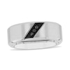 Thumbnail Image 0 of Previously Owned - Men's 0.04 CT. T.W. Black Diamond Three Stone Slant Wedding Band in Stainless Steel and Black IP