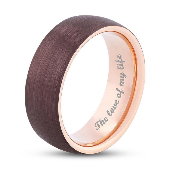 Previously Owned - Men's 8.0mm Brushed Wedding Band in Tantalum with Brown and Rose Ion-Plate (1 Line)