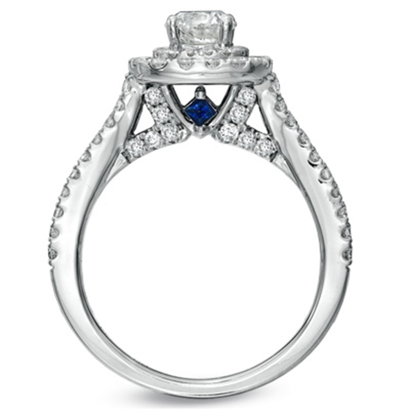 Main Image 2 of Previously Owned Vera Wang Love Collection 1.45 CT. T.W. Diamond Frame Split Shank Engagement Ring in 14K White Gold