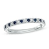 Thumbnail Image 0 of Previously Owned - Vera Wang Love Collection 0.12 CT. T.W. Diamond and Blue Sapphire Band in 14K White Gold