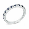 Thumbnail Image 1 of Previously Owned - Vera Wang Love Collection 0.12 CT. T.W. Diamond and Blue Sapphire Band in 14K White Gold
