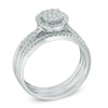 Thumbnail Image 1 of Previously Owned - 0.50 CT. T.W. Diamond Cluster Frame Three Piece Bridal Set in 10K White Gold