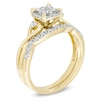 Thumbnail Image 1 of Previously Owned - 0.33 CT. T.W. Quad Diamond Frame Bridal Set in 10K Gold