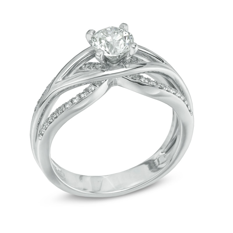 Previously Owned - 0.92 CT. T.W.  Diamond Split Shank Engagement Ring in 14K White Gold (I/I2)|Peoples Jewellers