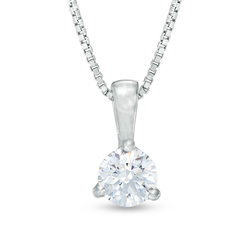 Previously Owned - 0.30 CT. Canadian Diamond Solitaire Pendant in 14K White Gold (I/I2) - 17"|Peoples Jewellers