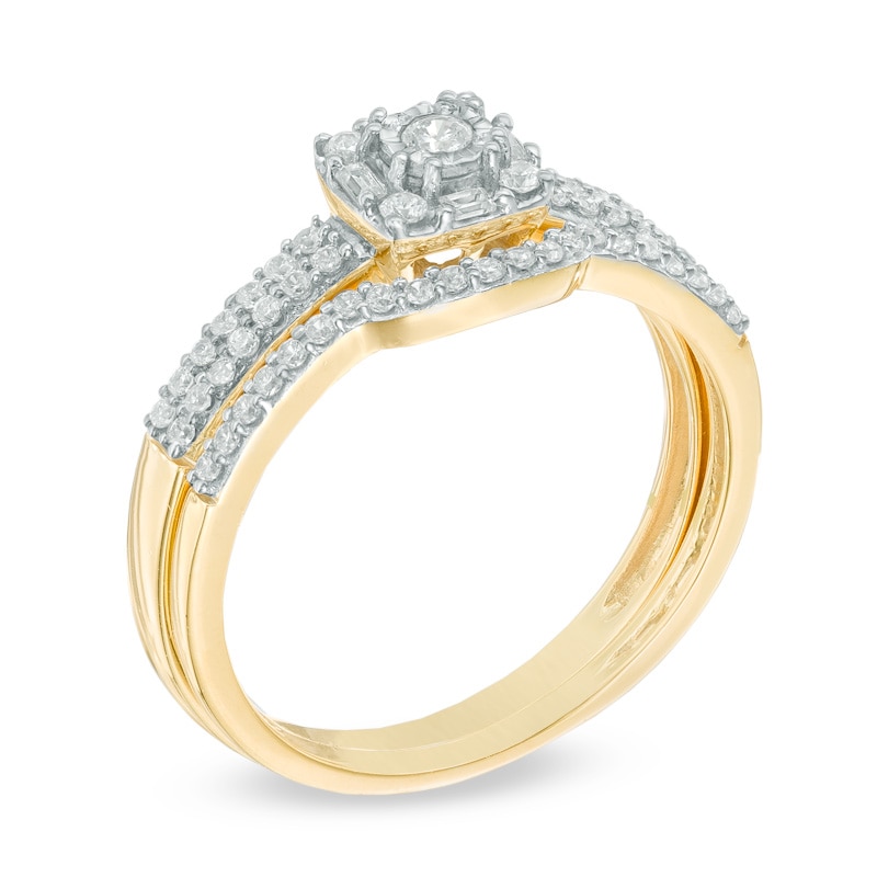 Previously Owned - 0.33 CT. T.W. Diamond Frame Bridal Set in 10K Gold|Peoples Jewellers