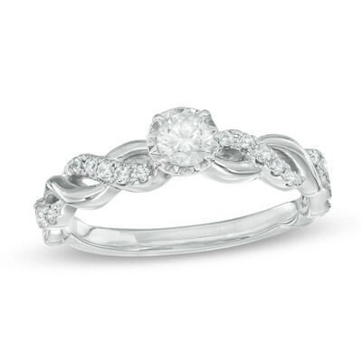 Previously Owned - 0.33 CT. T.W. Diamond Twist Shank Engagement Ring in 10K White Gold