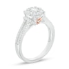 Thumbnail Image 1 of Previously Owned - 0.80 CT. T.W. Diamond Frame Double Row Engagement Ring in 14K White Gold