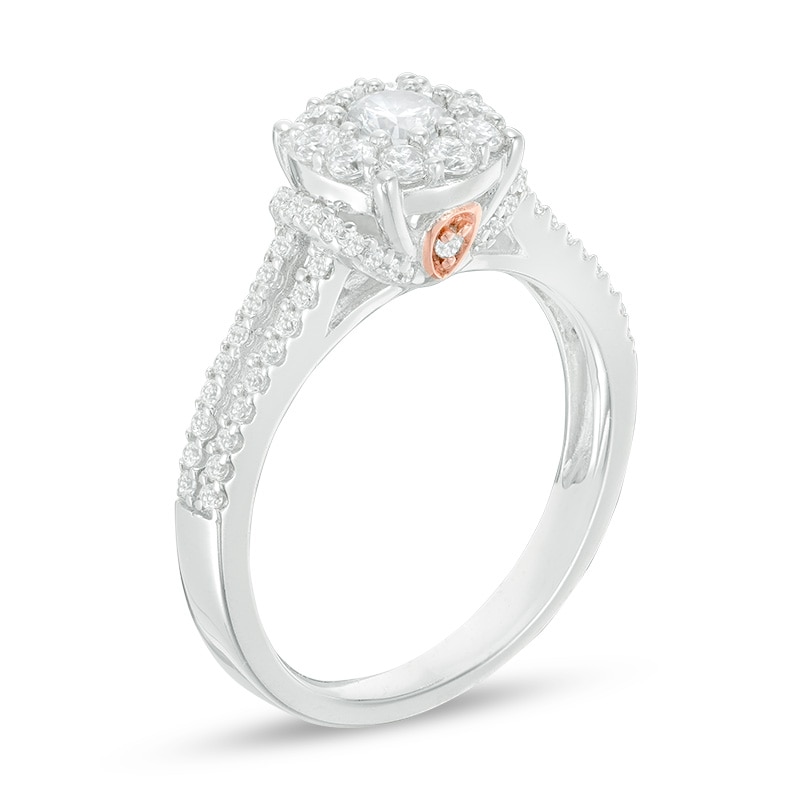 Previously Owned - 0.80 CT. T.W. Diamond Frame Double Row Engagement Ring in 14K White Gold|Peoples Jewellers