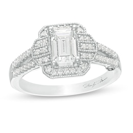 Previously Owned - Marilyn Monroe™ Collection 0.69 CT. T.W. Emerald-Cut Diamond Vintage-Style Ring in 14K White Gold