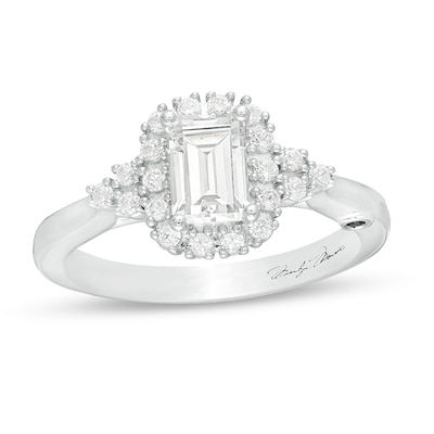 Previously Owned - Marilyn Monroe™ Collection 0.95 CT. T.W. Emerald-Cut Diamond Frame Engagement Ring in 14K White Gold