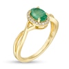 Thumbnail Image 2 of Previously Owned - Oval Emerald and 0.08 CT. T.W. Diamond Frame Twist Shank Ring in 10K Gold