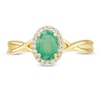 Thumbnail Image 3 of Previously Owned - Oval Emerald and 0.08 CT. T.W. Diamond Frame Twist Shank Ring in 10K Gold