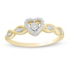 Thumbnail Image 0 of Previously Owned - 0.10 CT. T.W. Diamond Heart-Shaped Frame Twist Promise Ring in 10K Gold