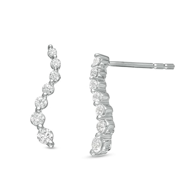 Previously Owned - 0.33 CT. T.W. Journey Diamond Drop Earrings in 10K White Gold