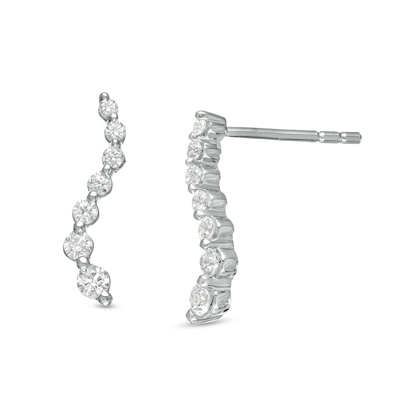 Previously Owned - 0.33 CT. T.W. Journey Diamond Drop Earrings in 10K White Gold|Peoples Jewellers