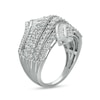 Thumbnail Image 2 of Previously Owned - 2.00 CT. T.W. Baguette and Round Diamond Multi-Row Bypass Ring in 10K White Gold