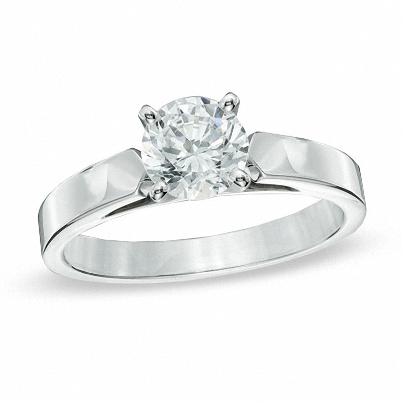 Main Image 1 of Previously Owned - 0.50 CT. Diamond Solitaire Crown Royal Engagement Ring in 14K White Gold (J/I2)