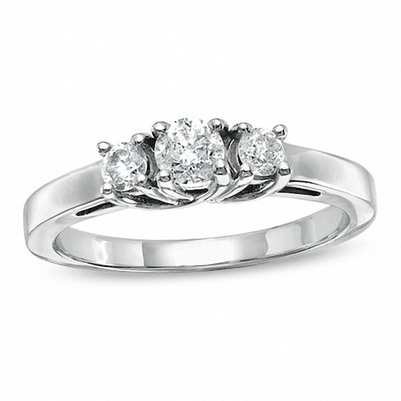 Previously Owned - 0.50 CT. T.W. Diamond Three Stone Anniversary Ring in 14K White Gold