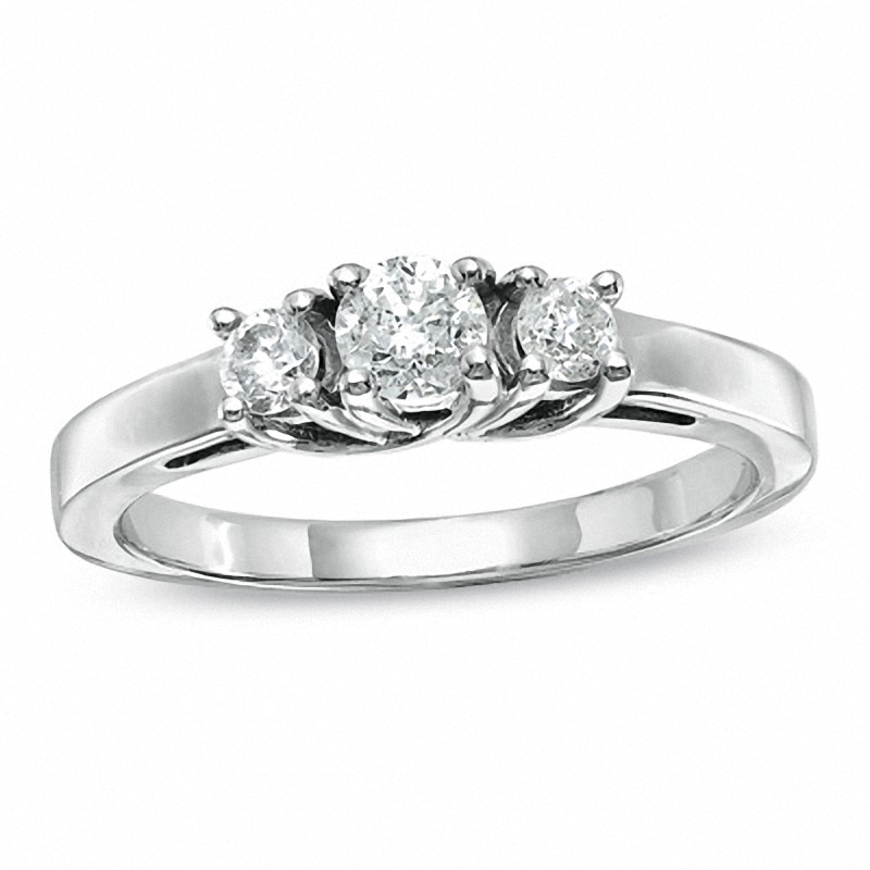 Previously Owned - 0.50 CT. T.W. Diamond Three Stone Anniversary Ring in 14K White Gold|Peoples Jewellers