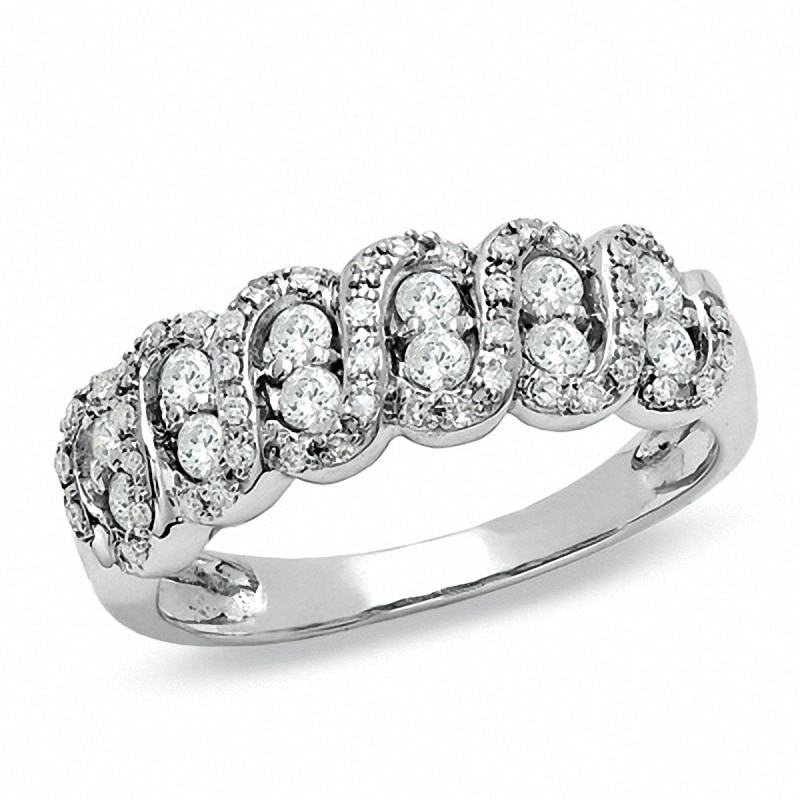 Previously Owned - 0.50 CT. T.W. Diamond Swirl Band in 10K White Gold|Peoples Jewellers