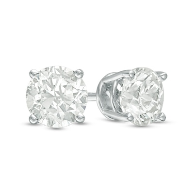 Previously Owned - 3.00 CT. T.W. Diamond Solitaire Stud Earrings in 14K White Gold (J/I3)