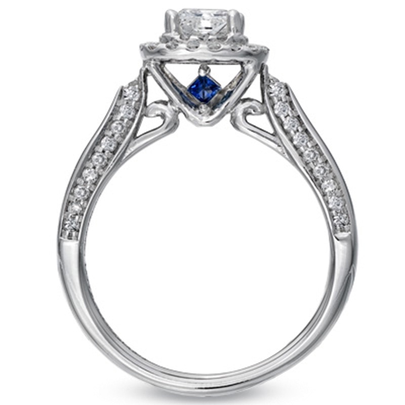 Main Image 2 of Previously Owned - Vera Wang Love Collection 0.83 CT. T.W. Princess-Cut Diamond Frame Engagement Ring in 14K White Gold