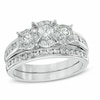 Thumbnail Image 0 of Previously Owned - 1.00 CT. T.W. Diamond Three Stone Frame Bridal Set in 14K White Gold