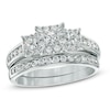 Previously Owned - 1.00 CT. T.W. Princess-Cut Diamond Past Present Future® Bridal Set in 14K White Gold