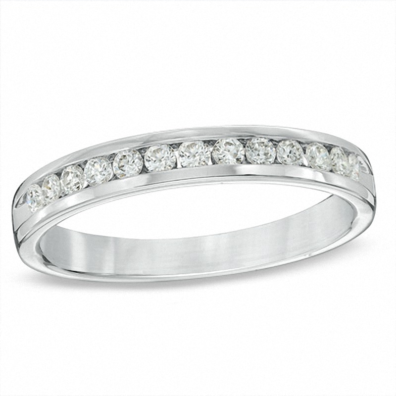 Main Image 1 of Previously Owned - 0.25 CT. T.W. Diamond Channel-Set Anniversary Band in 18K White Gold (E/I1)