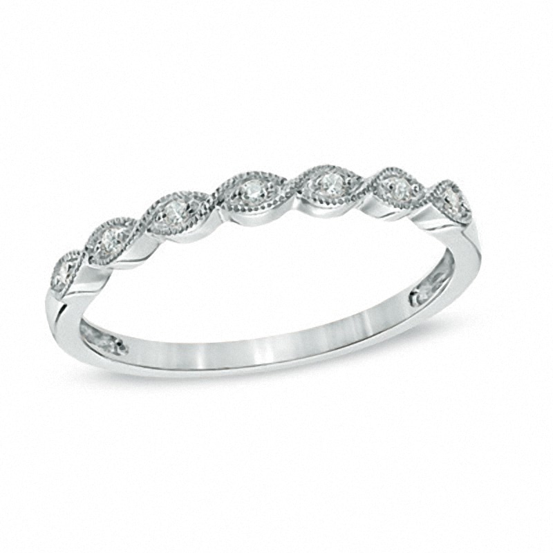 Previously Owned - Diamond Accent Milgrain Band in 10K White Gold|Peoples Jewellers