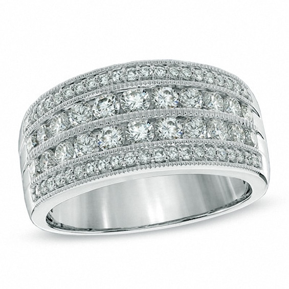 Previously Owned - 1.00 CT. T.W. Diamond Multi-Row Anniversary Band in 14K White Gold