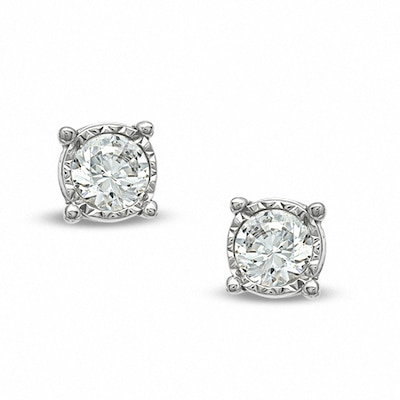 Previously Owned - 0.50 CT. T.W. Diamond Solitaire Stud Earrings in 10K White Gold