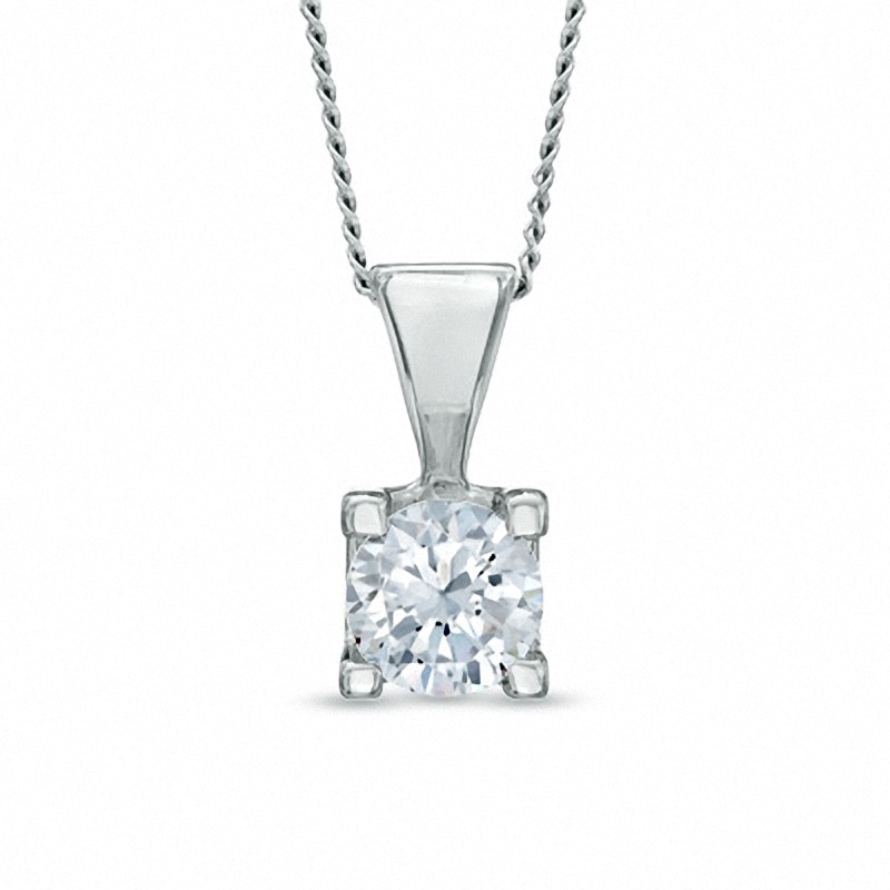 Previously Owned - 0.50 CT. Canadian Diamond Solitaire Pendant in 14K White Gold (I/I2) - 17"|Peoples Jewellers