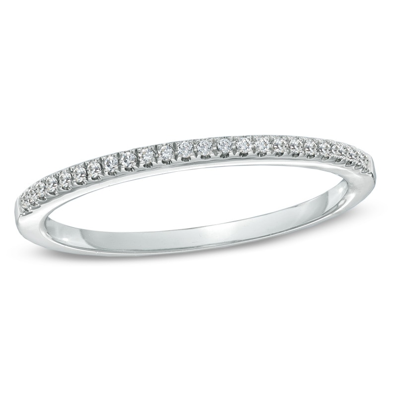 Previously Owned - 0.10 CT. T.W. Diamond Wedding Band in 14K White Gold (I/SI2)