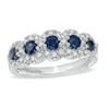 Thumbnail Image 0 of Previously Owned - Vera Wang Love Collection Blue Sapphire and 0.38 CT. T.W. Diamond Five Stone Ring in 14K White Gold