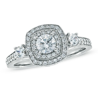 Previously Owned - Celebration  Grand™ 0.95 CT. T.W. Diamond Double Frame Engagement Ring in 14K White Gold