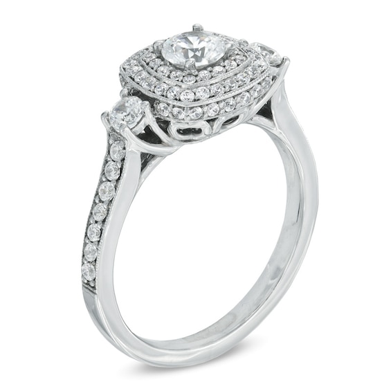 Previously Owned - Celebration  Grand™ 0.95 CT. T.W. Diamond Double Frame Engagement Ring in 14K White Gold