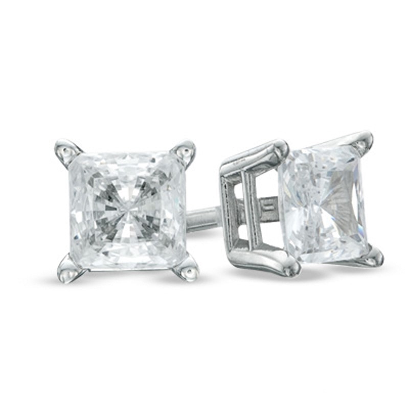 Previously Owned - Celebration Canadian Ideal 0.30 CT. T.W. Princess-Cut Diamond Solitaire Earrings in 14K White Gold|Peoples Jewellers
