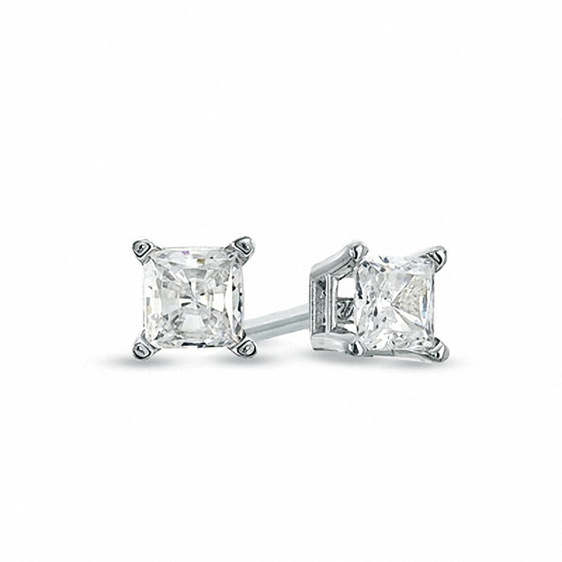 Previously Owned - Celebration Canadian Grand™ 0.50 CT. T.W. Princess-Cut Diamond Solitaire Earrings in 14K White Gold|Peoples Jewellers