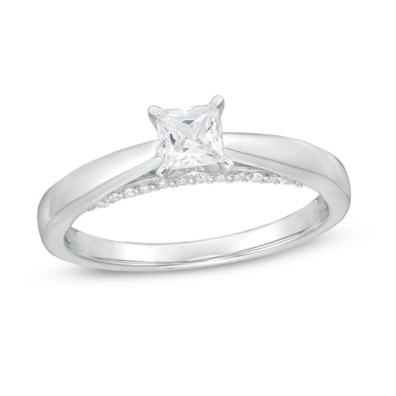 Previously Owned -  0.50 CT. Princess-Cut Diamond Solitaire Engagement Ring in 14K White Gold