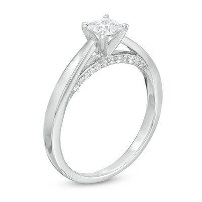 Previously Owned -  0.50 CT. Princess-Cut Diamond Solitaire Engagement Ring in 14K White Gold