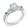 Previously Owned - Vera Wang Love Collection 0.58 CT. T.W. Pear-Shaped Diamond and Blue Sapphire Ring in 14K White Gold