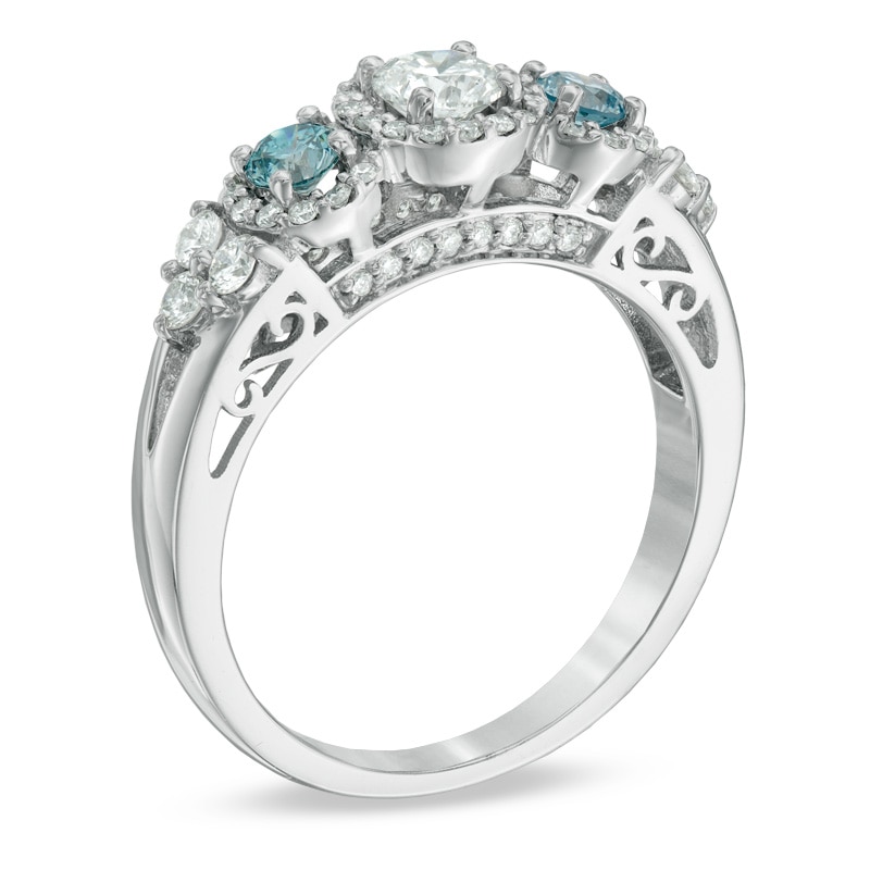 Previously Owned - 1.00 CT. T.W.  Diamond Three Stone Engagement Ring in 14K White Gold (I/I2)